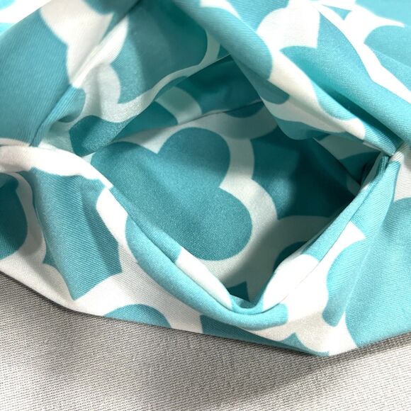 Lily Sky Dress Women's 3X Aqua Blue Midi Trellis Print Pockets 3/4 Bell Sleeves - Picture 8 of 12